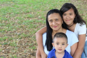 Single mum with copy space.